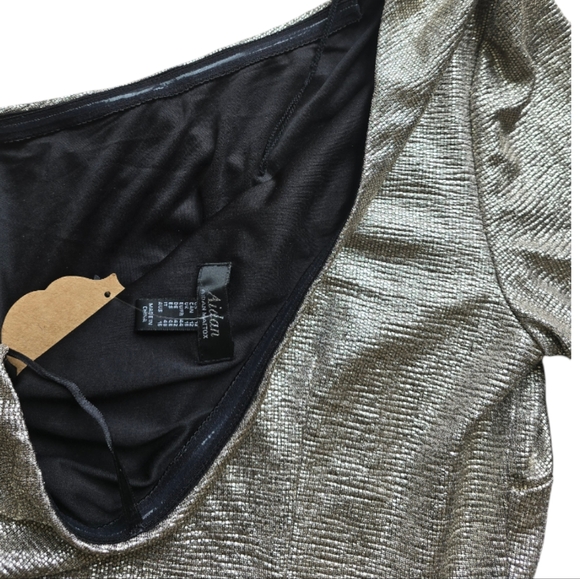 Aidan Mattox Mettalic Gold One shoulder Dress. Size 12 - Picture 7 of 8